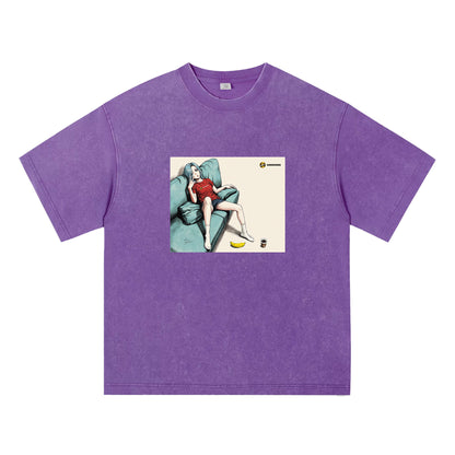 梳化上的少女-純棉Washed Tee