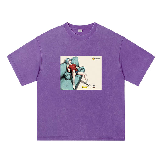 梳化上的少女-純棉Washed Tee