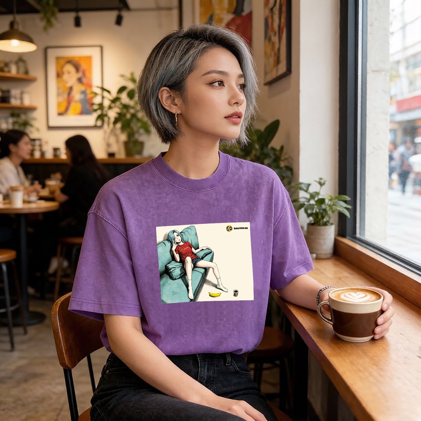 梳化上的少女-純棉Washed Tee